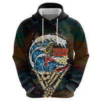 Aloha Hawaii Surfing Skull Zip Hoodie Shaka Skeleton Ride The Waves - Wonder Print Shop