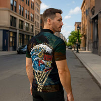 Aloha Hawaii Surfing Skull Zipper Polo Shirt Shaka Skeleton Ride The Waves - Wonder Print Shop