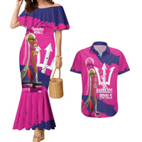 Barbados Royals Cricket Custom Couples Matching Mermaid Dress and Hawaiian Shirt 3rd Champions Trophy Proud - Pink - Wonder Print Shop
