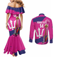 Barbados Royals Cricket Custom Couples Matching Mermaid Dress and Long Sleeve Button Shirt 3rd Champions Trophy Proud - Pink - Wonder Print Shop