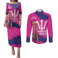 Barbados Royals Cricket Custom Couples Matching Puletasi and Long Sleeve Button Shirt 3rd Champions Trophy Proud - Pink - Wonder Print Shop