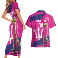 Barbados Royals Cricket Custom Couples Matching Short Sleeve Bodycon Dress and Hawaiian Shirt 3rd Champions Trophy Proud - Pink - Wonder Print Shop
