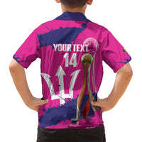 Barbados Royals Cricket Custom Family Matching Long Sleeve Bodycon Dress and Hawaiian Shirt 3rd Champions Trophy Proud - Pink - Wonder Print Shop