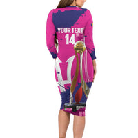Barbados Royals Cricket Custom Family Matching Long Sleeve Bodycon Dress and Hawaiian Shirt 3rd Champions Trophy Proud - Pink - Wonder Print Shop