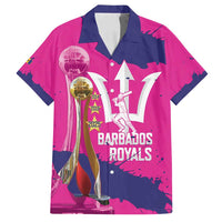 Barbados Royals Cricket Custom Family Matching Off Shoulder Short Dress and Hawaiian Shirt 3rd Champions Trophy Proud - Pink - Wonder Print Shop