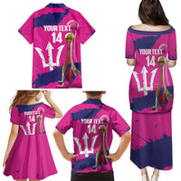 Barbados Royals Cricket Custom Family Matching Puletasi and Hawaiian Shirt 3rd Champions Trophy Proud - Pink - Wonder Print Shop
