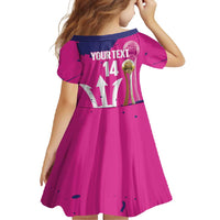 Barbados Royals Cricket Custom Family Matching Short Sleeve Bodycon Dress and Hawaiian Shirt 3rd Champions Trophy Proud - Pink - Wonder Print Shop