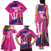 Barbados Royals Cricket Custom Family Matching Tank Maxi Dress and Hawaiian Shirt 3rd Champions Trophy Proud - Pink - Wonder Print Shop