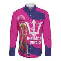 Barbados Royals Cricket Custom Long Sleeve Button Shirt 3rd Champions Trophy Proud - Pink - Wonder Print Shop