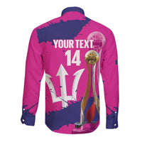 Barbados Royals Cricket Custom Long Sleeve Button Shirt 3rd Champions Trophy Proud - Pink - Wonder Print Shop