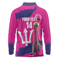 Barbados Royals Cricket Custom Long Sleeve Polo Shirt 3rd Champions Trophy Proud - Pink - Wonder Print Shop