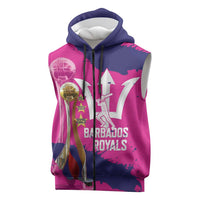 Barbados Royals Cricket Custom Sleeveless Zip Hoodie 3rd Champions Trophy Proud - Pink - Wonder Print Shop