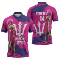 Barbados Royals Cricket Custom Zipper Polo Shirt 3rd Champions Trophy Proud - Pink - Wonder Print Shop