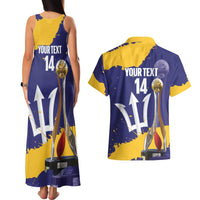 Barbados Royals Cricket Custom Couples Matching Tank Maxi Dress and Hawaiian Shirt 3rd Champions Trophy Proud - Blue - Wonder Print Shop