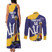 Barbados Royals Cricket Custom Couples Matching Tank Maxi Dress and Long Sleeve Button Shirt 3rd Champions Trophy Proud - Blue - Wonder Print Shop