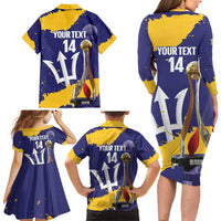 Barbados Royals Cricket Custom Family Matching Long Sleeve Bodycon Dress and Hawaiian Shirt 3rd Champions Trophy Proud - Blue - Wonder Print Shop