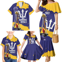 Barbados Royals Cricket Custom Family Matching Mermaid Dress and Hawaiian Shirt 3rd Champions Trophy Proud - Blue - Wonder Print Shop