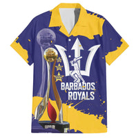 Barbados Royals Cricket Custom Family Matching Off The Shoulder Long Sleeve Dress and Hawaiian Shirt 3rd Champions Trophy Proud - Blue - Wonder Print Shop