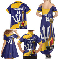Barbados Royals Cricket Custom Family Matching Summer Maxi Dress and Hawaiian Shirt 3rd Champions Trophy Proud - Blue - Wonder Print Shop