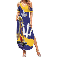 Barbados Royals Cricket Custom Family Matching Summer Maxi Dress and Hawaiian Shirt 3rd Champions Trophy Proud - Blue - Wonder Print Shop