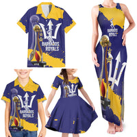 Barbados Royals Cricket Custom Family Matching Tank Maxi Dress and Hawaiian Shirt 3rd Champions Trophy Proud - Blue - Wonder Print Shop