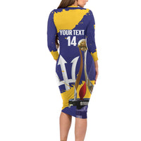 Barbados Royals Cricket Custom Long Sleeve Bodycon Dress 3rd Champions Trophy Proud - Blue - Wonder Print Shop