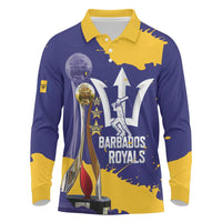 Barbados Royals Cricket Custom Long Sleeve Polo Shirt 3rd Champions Trophy Proud - Blue - Wonder Print Shop