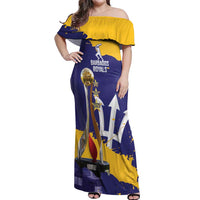 Barbados Royals Cricket Custom Off Shoulder Maxi Dress 3rd Champions Trophy Proud - Blue - Wonder Print Shop