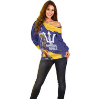 Barbados Royals Cricket Custom Off Shoulder Sweater 3rd Champions Trophy Proud - Blue - Wonder Print Shop