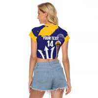Barbados Royals Cricket Custom Raglan Cropped T Shirt 3rd Champions Trophy Proud - Blue - Wonder Print Shop