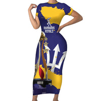 Barbados Royals Cricket Custom Short Sleeve Bodycon Dress 3rd Champions Trophy Proud - Blue - Wonder Print Shop