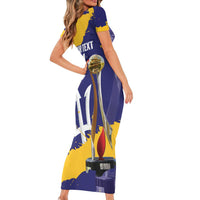 Barbados Royals Cricket Custom Short Sleeve Bodycon Dress 3rd Champions Trophy Proud - Blue - Wonder Print Shop