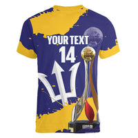 Barbados Royals Cricket Custom Women V-Neck T-Shirt 3rd Champions Trophy Proud - Blue - Wonder Print Shop