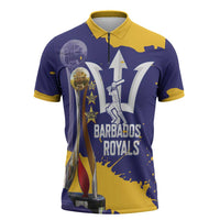 Barbados Royals Cricket Custom Zipper Polo Shirt 3rd Champions Trophy Proud - Blue - Wonder Print Shop