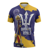 Barbados Royals Cricket Custom Zipper Polo Shirt 3rd Champions Trophy Proud - Blue - Wonder Print Shop