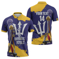 Barbados Royals Cricket Custom Zipper Polo Shirt 3rd Champions Trophy Proud - Blue - Wonder Print Shop