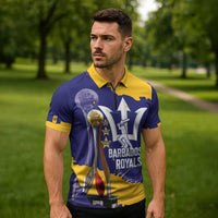 Barbados Royals Cricket Custom Zipper Polo Shirt 3rd Champions Trophy Proud - Blue - Wonder Print Shop