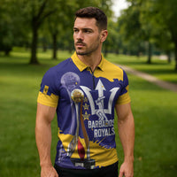 Barbados Royals Cricket Custom Zipper Polo Shirt 3rd Champions Trophy Proud - Blue - Wonder Print Shop
