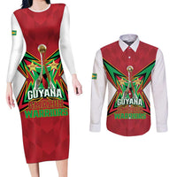 Amazon Warriors Guyana Cricket Custom Couples Matching Long Sleeve Bodycon Dress and Long Sleeve Button Shirt 2025 2nd Champions Proud - Wonder Print Shop