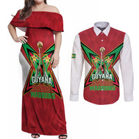 Amazon Warriors Guyana Cricket Custom Couples Matching Off Shoulder Maxi Dress and Long Sleeve Button Shirt 2025 2nd Champions Proud - Wonder Print Shop