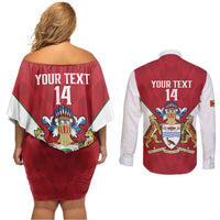 Amazon Warriors Guyana Cricket Custom Couples Matching Off Shoulder Short Dress and Long Sleeve Button Shirt 2025 2nd Champions Proud - Wonder Print Shop