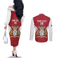 Amazon Warriors Guyana Cricket Custom Couples Matching Off The Shoulder Long Sleeve Dress and Long Sleeve Button Shirt 2025 2nd Champions Proud - Wonder Print Shop