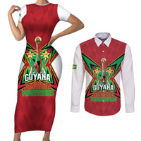 Amazon Warriors Guyana Cricket Custom Couples Matching Short Sleeve Bodycon Dress and Long Sleeve Button Shirt 2025 2nd Champions Proud - Wonder Print Shop