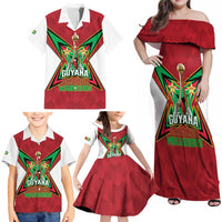 Amazon Warriors Guyana Cricket Custom Family Matching Off Shoulder Maxi Dress and Hawaiian Shirt 2025 2nd Champions Proud - Wonder Print Shop