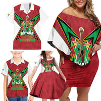 Amazon Warriors Guyana Cricket Custom Family Matching Off Shoulder Short Dress and Hawaiian Shirt 2025 2nd Champions Proud - Wonder Print Shop