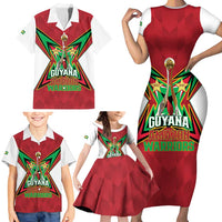Amazon Warriors Guyana Cricket Custom Family Matching Short Sleeve Bodycon Dress and Hawaiian Shirt 2025 2nd Champions Proud - Wonder Print Shop