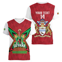 Amazon Warriors Guyana Cricket Custom Women V-Neck T-Shirt 2025 2nd Champions Proud - Wonder Print Shop