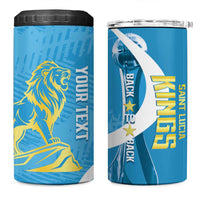 Saint Lucia Kings Cricket Custom 4 in 1 Can Cooler Tumbler 2025 2nd Champions Back To Back - Wonder Print Shop