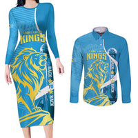 Saint Lucia Kings Cricket Custom Couples Matching Long Sleeve Bodycon Dress and Long Sleeve Button Shirt 2025 2nd Champions Back To Back - Wonder Print Shop