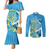 Saint Lucia Kings Cricket Custom Couples Matching Mermaid Dress and Long Sleeve Button Shirt 2025 2nd Champions Back To Back - Wonder Print Shop